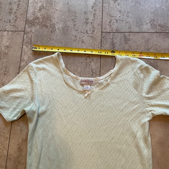 Laura Tyler At Home Pale Green Nightgown Sz S Short Sleeves Slits Sheer - Picture 6 of 10